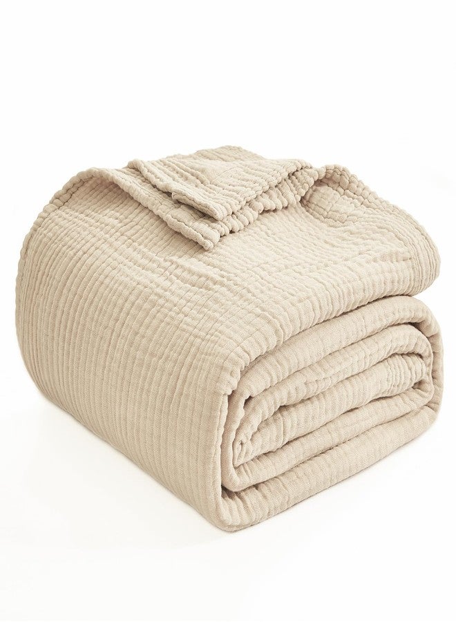 EMME Muslin Baby Blankets 100% Cotton 4-Layer Swaddle 40"x50" Lightweight Soft Breathable Light Tan for Toddler, Infant, Newborn, Boys and Girls All Season Gauze - Image 2
